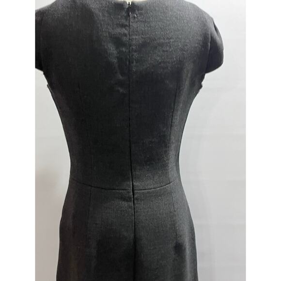 Prada Designer Vintage Gray Sweetheart Neck Wool Midi length Dress Sz 46/Lg/14 - Picture 7 of 14